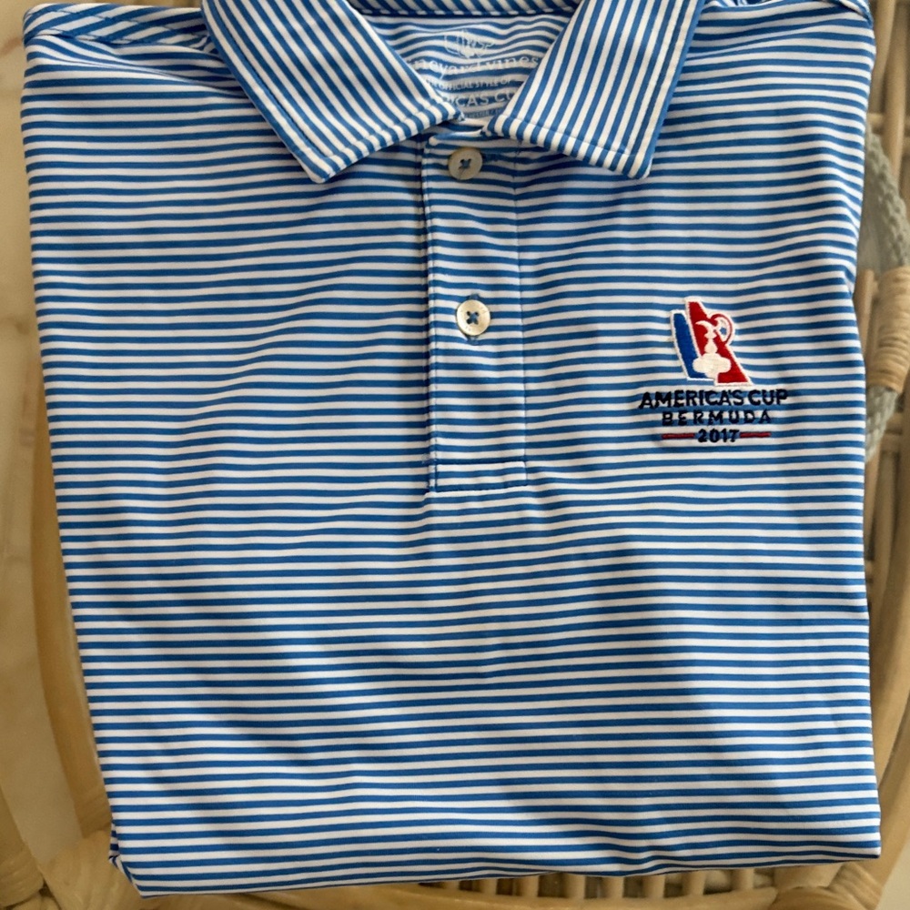 Vineyard Vines Blue and White Striped Polo